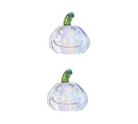 Garneck 2 Piezas Figurita Calabaza de Cristal Mini Decoración Hogar para Halloween y Acción de Gracias Adorno de Vidrio Soplado con Verde Centro de Mesa Otoño Cosecha