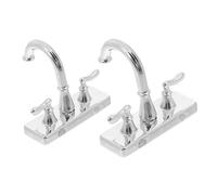 Garneck 2 Piezas Mini Accesorios De Cocina y Baño Grifo En Miniatura para Paisajismo Adorno De Grifo De Simulación Grifo Falso En Miniatura Decoración De Grifo Falso El Plastico Plata