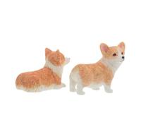 Garneck 2 Piezas Mini Corgi Resin Figurines Compact Animal Dashboard Ornaments Small Puppy Statues For Desk and Car Decoration