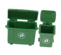 Garneck 2 Piezas Modelo de casa de muñecas Cubo de Basura contenedor pequeño Papelera Miniatura decoración de la Mesa de Arena Modelo de Bote de Basura de casa pequeña el plastico Verde
