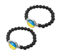 Garneck 2 Piezas Pulsera Bandera Temática con Cuentas Cabujón Diseño Ergonómico y Resistente para Hombres y Mujeres Accesorio Patriótico Ucraniano para Celebraciones y Amistad