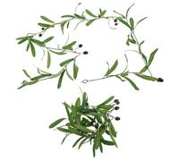 Garneck 2 Piezas Rama de Olivo Artificial con Hojas y Frutos Realistas en Verde, Vid Decorativa de Plástico y Tela para Interiores y Repisas Mantenimiento