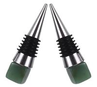 Garneck 2 Piezas Tapón para Botella de Vino Diseño de Cristal Natural de Sellado Hermético para Conservar Sabor Regalo Original para Bodas y Fiestas Color Verde