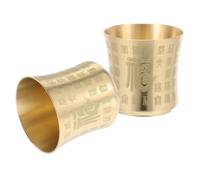 Garneck 2 Piezas Tazas Tradicionales Chinas de Latón Antiguo para Altar Cuencos de Ofrenda de Agua Sagrada Tazas de Té y Espresso para Ceremonias Budistas y Degustación Kung Fu