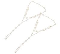 Garneck 2 Piezas Tobillera de Cadena Pie Perlas y Borlas, Joya Ligera de Metal y Plástico, para Mujer, para Vacaciones Playa y Actividades al Aire Libre de Verano, Dorada