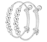 Garneck 2 Pulseras Ajustables para Bebés Campana de Cobre Color Plata, Brazaletes Adorables para Niñas en Ocasiones Obsequios y Cumpleaños