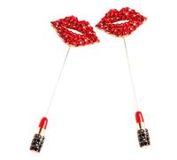 Garneck 2piezas Broche de Gota de Aceite Broches Forma de Lápiz Labial y Labios para Ropa Gemas de Imitación Broches para Mujer Prendedor para Solapa para Abrigo y Traje