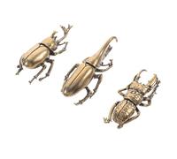Garneck 3 Piezas Figuras de Escarabajos de Latón Decoraciones Manuales Vintage para Escritorio Réplicas Compactas Resistentes y Decorativas para Interiores