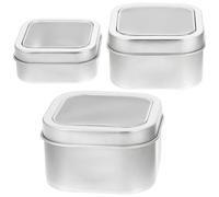 Garneck 3 Piezas Frasco Vacío para Velas de Hojalata Tapa, Plata | Caja de Lata para Obsequio, Acabado Liso Resistente, Apilable Apta para Caramelos, Hierbas
