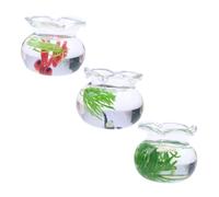 Garneck 3 Piezas Modelo De Micro Paisaje Mini Acuario Falso Peceras Pequeñas Modelo De Pecera De Simulación Cuenco En Miniatura Decoración De Mini Acuario Pecera De Escritorio Vidrio