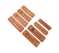 Garneck 32piezas Etiquetas De Cuero Sintético Para Ropa Etiquetas De Cuero Agujeros Perforados Varios estilos Diy Handmade Botones De Pu Vintage Botones De Costura De Decorativa Sello