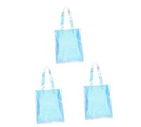 Garneck 3piezas Bolsa Tote Holográfica Iridiscente De PVC Reutilizable para Compras Viajes y Eventos