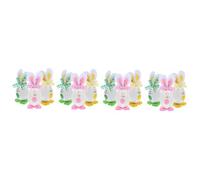 Garneck 4 Juegos Adorno De Conejito De Pascua Estatuas De Conejito En Miniatura Suministros De Conejito Orejas De Conejo Juegos De Shower De Conejito Figura De Conejo 3 Piezas * 4