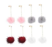 Garneck 4 Pares Pendientes De Bolas Peludas Para Mujer De Pendientes Colgantes De Moda Accesorio Oreja Decoración De Oreja Joyería Para Incluye Colores