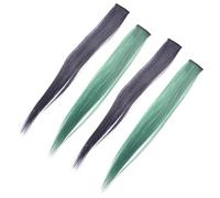 Garneck 4 Pelucas Cortas Lisas Invisibles para Fiestas Postizos de Colores 2 Azul Humo 2 Verde Pavo Real Pieza Única sin Costuras Material Seguro y Cómodo para Uso Diario y Cosplay