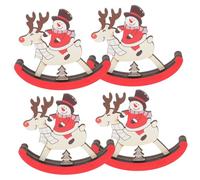 Garneck 4 Piezas Adornos Navideños de Madera para Escritorio de Caballo Balancín Decoración Festiva para Navidad Originales para Hogar