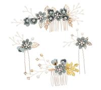 Garneck 4 unids Vintage nupcial pelo peine conjunto verde Rhinestone boda vestido accesorios accesorios para el cabello boda