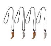 Garneck 4piezas Collar de Resina con Patrón de Imitación de Dientes Joyería de Moda para Hombre y Mujer con Cordón Ajustable para Fiestas Temáticas de Surfista