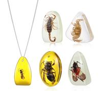 Garneck 5 Colgantes de Ámbar en Resina Insectos, Colección para Hacer Joyas, Superficie Lisa y Acabado Fino, Adecuado para Pulseras y Collares Varios estilos