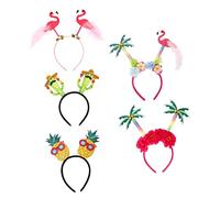 Garneck 5 diademas tropicales con flamenco y - Ideal para fiestas de carnaval y hawaiano, tocado perfecto para fiestas de verano y temáticas luau