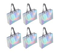 Garneck 6 Bolsas de Mano de Tela No Tejida Plata Asas, Gran Capacidad y Fácil Uso para Picnics y Actividades en Sitio