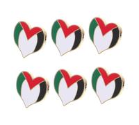 Garneck 6 piezas Broches de Bandera Palestina Forma de Corazón Pines Metálicos Patrióticos para Ropa y Mochilas de Viaje y Cultura Nacional