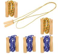 Garneck 6 Piezas Cuerda de Saltar Deportiva Mango Redondeado de Madera para | Longitud Ajustable, Bambú, Uso Educativo, Entrenamiento Individual Color Aleatorio