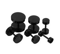 Garneck 6 piezas Pendientes de para Hombre Set Diseño Punk Mancuerna Negro Mate Accesorios Moda Unisex