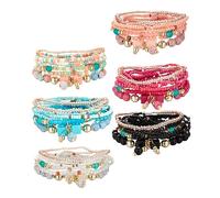 Garneck 6juegos Conjunto De Pulseras De Cuentas Pulseras Para Mujeres Adolescentes Bisutería De Joyería Color