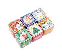 Garneck 6piezas Caja de Obsequio Cuadrada de Hojalata Navideña Cajas de Almacenamiento para Dulces y Galletas para Decoración de Fiestas y Regalos de Temporada Estilo