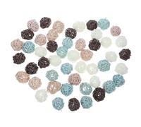 Garneck 72 Piezas Bolas de Ratán Decorativas para Centro de Mesa Esferas Trenzadas de Blanco Oscuro y Azul Oscuro Relleno para Jarrones y Manualidades