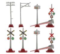 Garneck 8 Luces de Tráfico de Ferrocarril en Miniatura para Modelismo Ferroviario, Accesorios para Mesa de Arena, Señales de Cruce de Microtrenes DIY para Decoración de Paisajes Y Casas de Muñecas.