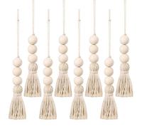 Garneck 8 Piezas de Cuerda de Algodón Retro Adornos de Borla Natural Cuentas Colgantes Manija de La Puerta Decoraciones para La Ventana del Hogar de La Pared