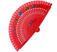 Garneck Abanico Plegable de Madera Rojo Grande Diseño Hueco Doble Cara para Danza Tradicional Abanico de Mano Decorativo Adecuado para Eventos Presentaciones y Viajes
