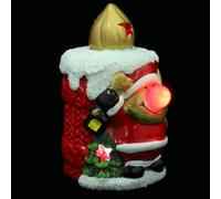 Garneck Adorno Navideño de Cerámica Forma de Muñeco Invernal, Luz de Vela Falsa Portátil y Ligera para Decoración de Mesa en Navidad