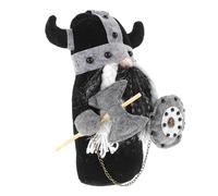 Garneck Adorno Navideño de Figura Vikingo Negra de Poliéster y Tela para Mesa y Estantería, Figura Tradicional Que Brinda Ambiente Festivo y Buena Fortuna