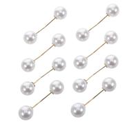 Garneck Alfileres de Botones de Perla para Ropa Mujer, Clip Tensor Invisible Antiexposición, 8 Piezas, Diseño Sencillo, Cuentas Blancas, Protección Oculta para Suéteres y Blusas