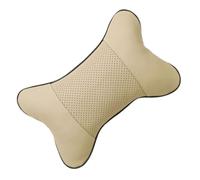Garneck Almohada Beige Hueso Forma Coche Cuello de en Diseño del Durabilidad Cuero Artificial Algodón, Tacto Lujoso y para Uso en Coche y Hogar