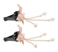 Garneck Ambientador para Coche Clip de Ventilación Juego de 2 Piezas Diseño de Colgante de Insecto en Aleación Dorada Gemas Adorno Aromático para Interior y Aromaterapia