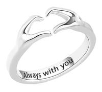 Garneck Anillo Abierto de Abrazo en Forma de Corazón, Anillo Ajustable para Mujer y Adolescente, Joyería Minimalista en Color Platino para Obsequio de Compromiso y Uso Diario