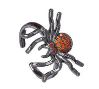 Garneck Anillo Abierto de Araña Gemas de Imitación Estilo Punk, Ajustable, Metal Oscuro, para Mujer, Joyería de Halloween y Uso Diario, Diseño Vintage y Tamaño Único