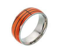 Garneck Anillo De Acero De Titanio Diseño De Baloncesto Anillo Fino De Baloncesto Impresión Uv Para Deportistas Hombres