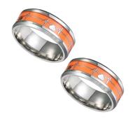 Garneck Anillo de Dedo Unisex Electrocardiografía Noctilucente Acero Inoxidable Naranja Talla 7 para Parejas Boda y Ceremonia Elegante y Creativo