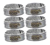 Garneck Anillo Fortuna De Estilo Chino Metálico Resistente Decorativo Para Hombres Anillo De Dedo Abierto Unisex Joyería Protección Suerte 6 Piezas Vintage