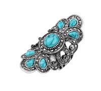 Garneck Anillo Hueco Retro Azul Turquesa, Joyería para Mujer, Anillo Decorativo Vintage, Tamaño 10, Diseño Incrustaciones de Circonitas, Adecuado para Bodas y Fiestas