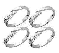 Garneck Anillos a Juego para Parejas 4 Piezas, Anillos Ajustables Abiertos de Ángel y Demonio, Diseño Minimalista en Metal Plateado, Joyas de Promesa para Cumpleaños, Bodas y San Valentín