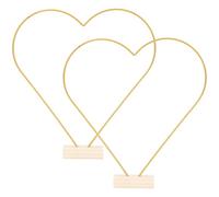 Garneck Aros de Hierro en Forma de Corazón 25 Cm y Base de Madera 2 Unidades para Manualidades DIY, Anillos Metálicos para Atrapasueños, Decoración Boda y Centros de Mesa