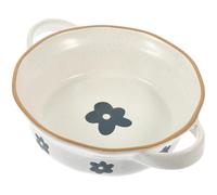 Garneck Bol Japonés Reutilizable de Cerámica con Doble Asa 16 CM Tazón para Sopa y Arroz Diseño Antideslizante Adecuado para Cenas y Uso Diario