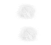 Garneck Bolas Decorativas Color Crema 2 Unidades 8-9 Cm para Zapatos Ropa y Sombreros, Pompones de Pelo Sintético Imitación Mapache, Accesorio Encantador para Decoración de Niña