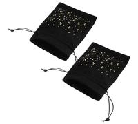 Garneck Bolsa de Almacenamiento de Terciopelo Negro Cordón para Joyas y Cartas del Tarot, Paquete de 2 Piezas, Pequeña y Portátil para Guardar Artículos Pequeños